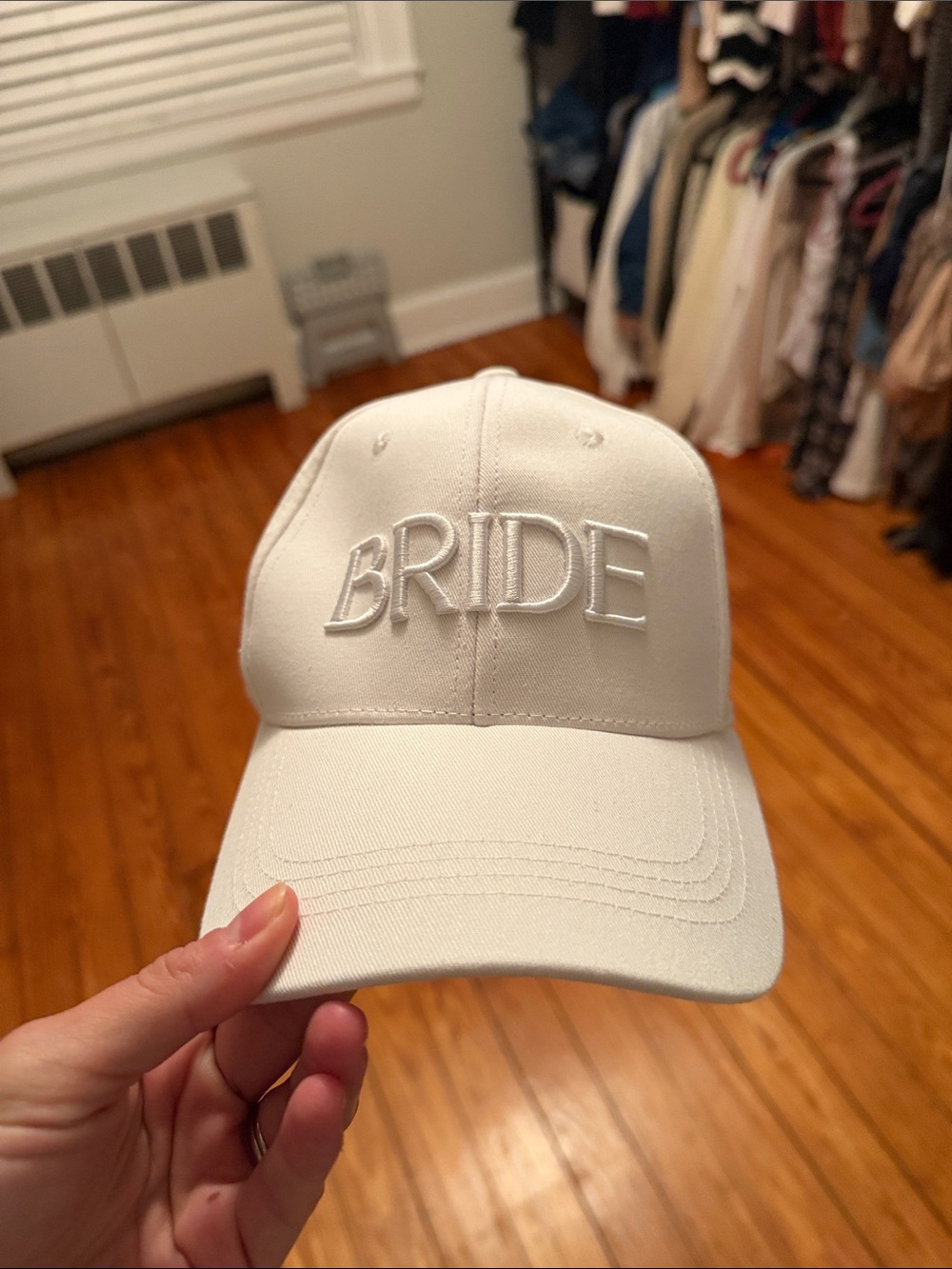 Miss to Mrs White 'BRIDE' Embroidered Baseball Cap